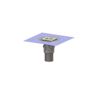 Wpust Practicus, DN100, odpł.pion., z nasadką Variofix i kratką/ramą nierdz. 138x138