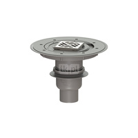 Wpust KESSEL Classic z 1 przyłączem DN 70, odpływ pionowy (zdejmowany), kratka 95x95mm stal nierdzewna