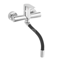 ALGEO bateria zlewozmywakowa ścienna, czarna elastyczna wylewka, chrom