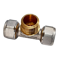 Trójnik QIK Skręcany do rur wielowarstwowych mosiądz 20 mm x 3/4'' x 20 mm (złącze skręcane x GZ x złącze skręcane)