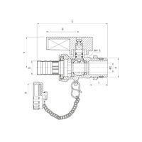 Zawór kulowy PERFEXIM 1809 mosiądz niklowany 1/2'' GZ x przyłącze do węża, uchwyt: pokrętło