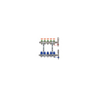 Rozdzielacz do ogrzewania podłogowego QIK Optimo STANDARD III PC - RNZT-1-50 2,5l 5-obieg. inox GW 1'' x GZ 3/4'' + przepływomierz