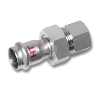 Śrubunek SANHA NiroSan Press Industry z uszczelką trzyczęściowy, stal nierdzewna, 15 mm x 3/4'' (zw x GW)