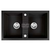 MEZZO II zlewozmywak granitowy 2-komorowy  48/78, grafit