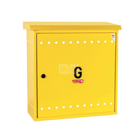 Skrzynka gazowa, 600x600x250, naścienna, metalowa, ze skośnym daszkiem - żółta