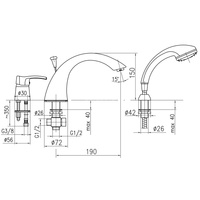 Bateria wannowa stojąca KFA Armatura KWARC, kolor chrom