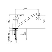 Bateria zlewozmywakowa stojąca KFA Armatura BARYT, obrot. wylewka, kolor chrom, mosiądz