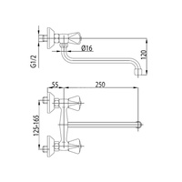 Bateria zlewozmywakowa ścienna KFA Armatura STANDARD, kolor chrom 610, mosiądz