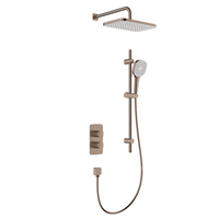 Zestaw natryskowy Malaga, termostatyczny, podtynkowy z drążkiem przesuwnym, PVD brushed rose gold