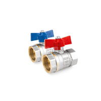 Kurek kulowy do wody powietrza glikolu (W/W motylek) ART. 121 EFAR 16/160 DN 1/2"Czer.