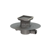 Wpust KESSEL Superflat z 1 przyłączem DN 50, odpływ poziomy (zdejmowany), kratka 110x110mm tworzywo sztuczne