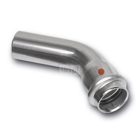 Łuk 45' SANHA NiroTherm Press nyplowy, stal nierdzewna, 108 mm (zw x zw)