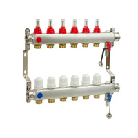 PHA-127/1/S 8-obwodowy PN6 Rozdzielacz ze stali nierdzewnej z odpowietrznikiem ręcznym do ogrzewania podłogowego