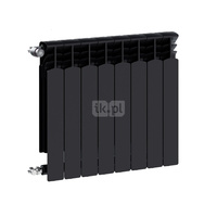 Grzejnik żeberkowy KFA Armatura G600F/8 aluminium, podłączenie boczne 672 x 644 mm, kolor czarny