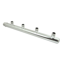 PHA-123 4-ob. rozdzielacz ze stali nierdzew. przyłączeniowy wodomierza/ciepłomierza nyplowy 1"GZx1/2"GZ (rozstaw100mm)PN10