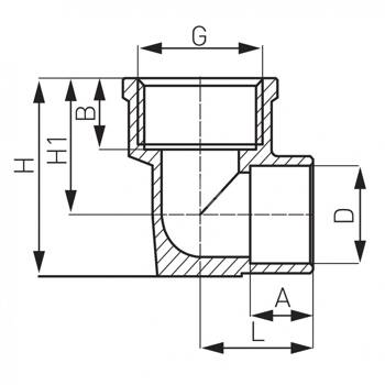 Kolano z uszami 90' FERRO, 22 x 1/2'' (lw x gw)