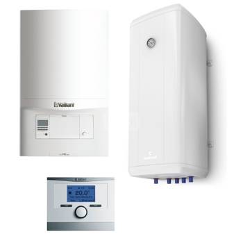 Pakiet - Kocioł gazowy jednofunkcyjny VAILLANT ecoTEC pro VC 146/5-3 kondensacyjny wiszący 5.9-15.3 kW + Czujnik c.w.u. + Regulator calorMATIC 350 + Zasobnik c.w.u Vulcan 120L wiszący