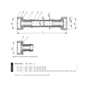 Wąż przyłączeniowy elastyczny PERFEXIM PHA-9110 DN 8, gw x gw, 3/8'' x 3/8'', długość 200 mm