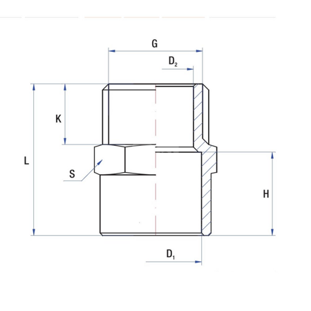 Nypel lut RUMET Mosiądz 3/4'' x 22 mm (GZ)