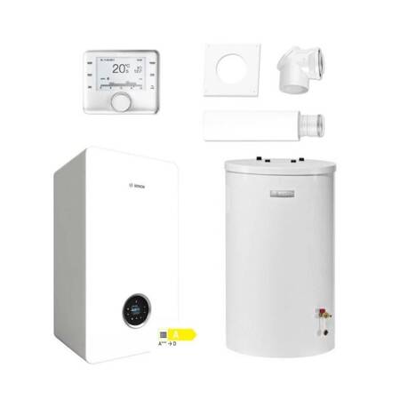 Pakiet - Kocioł gazowy jednofunkcyjny BOSCH TERMOTECHNIKA CONDENS GC5700iW24P kondensacyjny wiszący 25,2 kW + Czujnik c.w.u. + Regulator CW400 + Zasobnik c.w.u WST120-5O