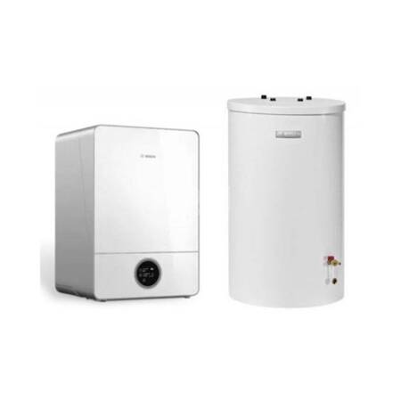 Pakiet - Kocioł gazowy jednofunkcyjny BOSCH TERMOTECHNIKA CONDENS GC9000iW20E kondensacyjny wiszący 20 kW+ Zestaw powietrzno-spalinowy 2581 (do szachtu) + Czujnik c.w.u. + Regulator CW400 + Zasobnik c.w.u WST120-5O