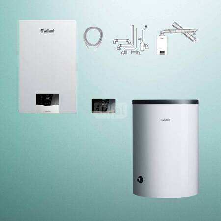 Pakiet - Kocioł gazowy jednofunkcyjny VAILLANT ecoTEC plus VC 15CS/1-5 kondensacyjny wiszący 2.8-16.4 kW+ Zestaw powietrzno-spalinowy + Regulator sensoCOMFORT 720f + Zasobnik c.w.u VIH R 150/6 B