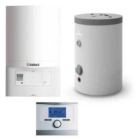 Pakiet - Kocioł gazowy jednofunkcyjny VAILLANT ecoTEC pro VC 146/5-3 kondensacyjny wiszący 5.9-15.3 kW + Czujnik c.w.u. + Regulator multiMATIC 700 + Zasobnik c.w.u Rondo Premium 140L