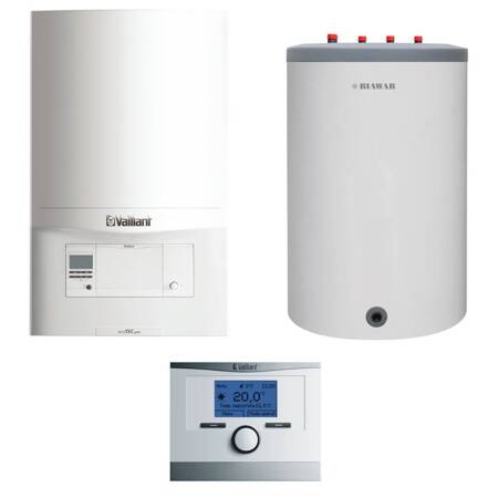 Pakiet - Kocioł gazowy jednofunkcyjny VAILLANT ecoTEC pro VC 186/5-3 kondensacyjny wiszący 5.7-20.0 kW + Czujnik c.w.u. + Regulator multiMATIC 700 + Zasobnik c.w.u Lindo 120L