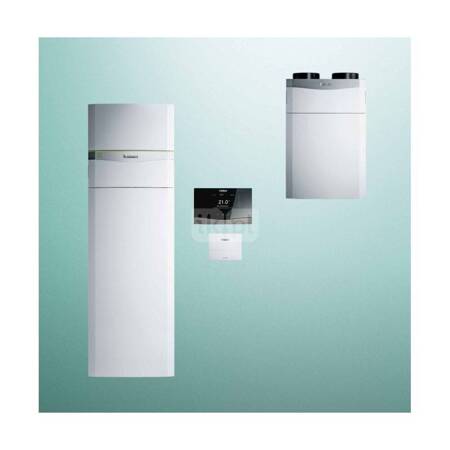 Pakiet systemowy OZE - Pompa ciepła gruntowa solanka-woda VAILLANT VWF 58/4 flexoCOMPACT 5.3 kW 400 V + Rekuperator recoVAIR VAR 360/4 + Regulator sensoCOMFORT VRC 720 + Moduł kaskadowy VR 32/3 + Moduł chłodzenia pasywnego VWZ NC 11/4