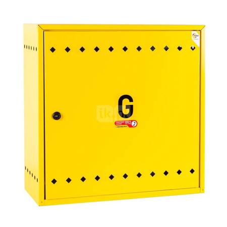Skrzynka gazowa, 450x450x250, naścienna, metalowa, z płaskim daszkiem - żółta (na gazomierz G4/G6 bez reduktora)