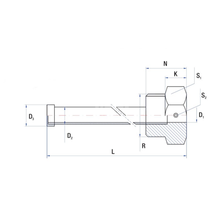 Tuleja zanurzeniowa RUMET z dociskiem - lutowana Mosiądz 1/2'' 6 mm L=50